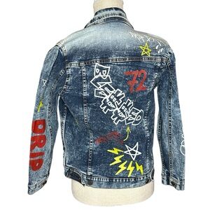 FWRD Graffiti Denim Jacket LG Hip Hop Unity‎ Culture Dream Evolve 90's Y2K